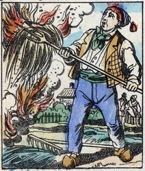 Ilustração do conto "O garfo do diabo" Gravura em madeira de Imaging Pellerin - Epinal, sd. Final do século XIX.