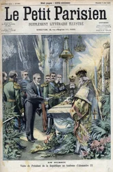 Na Rússia: visita do Presidente Emile Loubet (1838-1929) ao túmulo de Alexandre III (1845-1894), Imperador da Rússia, em "Le petit Parisien".