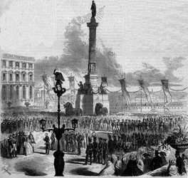 Inauguração da Coluna do Congresso (1850-1859). Bruxelas, Bélgica