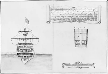 Proa interior de uma embarcação, ilustração do Atlas de Colbert, placa 46