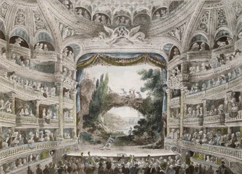 Interior do Comedie Francaise Theatre em 1791, depois de uma aguarela original