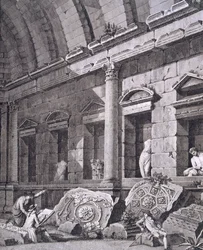 Interior do Templo de Diana, Nimes, de Antiguidades da França: Vol. I, Monumentos de Nimes