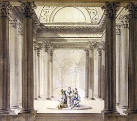 Interior do Templo da Virtude, c.1770 (caneta e tinta com aquarela sobre papel)