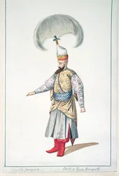 Oficial Janissary, período otomano, terceiro quartel do século XVIII (wc no papel)