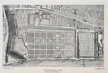 Jardin des Tuileries en 1652 (depois do plano de Gomboust) - em "Paris a travers les siècles", de H. Gourdon de Genouillac, ed. F. Roy, Paris