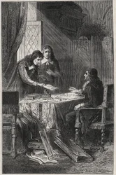 Jean Chapelain (1595-1674), poeta e crítico literário francês, e Pierre Costar (1603-1660) deram a Jean Baptiste Colbert (1619-1683) uma lista de escritores que merecem ser aposentados pelo rei - gravada em "Les Hommes Celebres de la France" de Louis Dumas