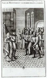 Jean de Bretagne (1293-1345) Conde de Montfort, e sua esposa sendo bem-vinda em Nantes
