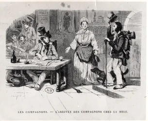 Journeyman chegando em uma casa de embarque, c. 1850