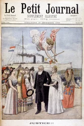Justiça! : O Presidente Kruger vem defender a causa do seu povo na Holanda, à Rainha Wilhelmine - no "Le Petit Journal" de 16/12/1900 (gravura)