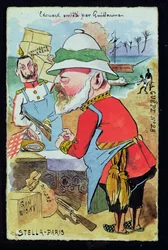 Rei Eduardo VII (1841-1910) Pestered pelo Kaiser Wilhelm II (1859-1941) de Les Guepes, c.1890 (caneta e tinta e wc no papel)