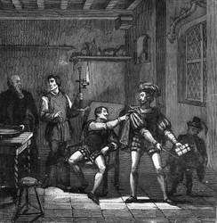 O Rei Francisco I (1494-1547) e Charles Brandon, Duque de Suffolk, comissionado para casar com Mary Tudor (Mary of England) criada com os debochados na Corte. gravada em "História da prostituição e do deboche entre todos os povos do mundo a partir da antiq