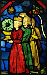 Rei Luís IX Carregando a Coroa de Espinhos, c.1245-48 (vidro metálico e tinta vítrea)