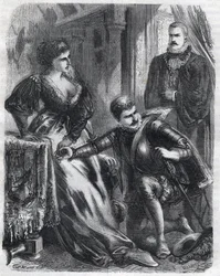 O Rei Felipe II (1527-1598) surpreende seu filho, o Príncipe Dom Carlos (1545-1568), tentando violar sua sogra (madrasta), a Rainha Isabel (1545-1568) (Isabel da França ou Isabelle de Valois), 17 de janeiro