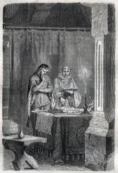 Rei de França Carlos V, o Sábio (1338 - 1380) consultou as chupetas. Gravação em "História dos Papas (...) Crimes da Rainha Rei e Imperadores através dos séculos" por Maurice Lachatre