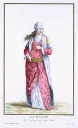 Kosem Sultan, (gravura colorida à mão)
