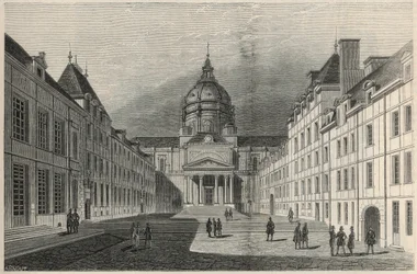 La cour de la Sorbonne em Paris no século XIX - Gravura em "Tableau-de-Paris" de Edmond Texier 1852