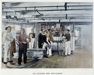 A cozinha dos oficiais - em "Album militaire - Marine: La vie à bord".