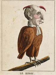 La coruja em Caricatura, estudo do carácter "volátil característico" sd. 19º, imaginário popular.