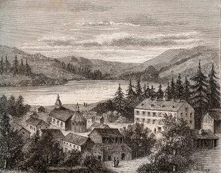 Lac de Gerardmer - Champagne Alsace Ardenne Lorraine - gravura em "La France illustree: geography, history, statistical administration" de V.A. Malt-Brown. 1884