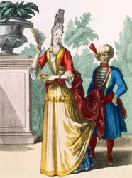 Senhora de vestido de verão, c.1690-1700