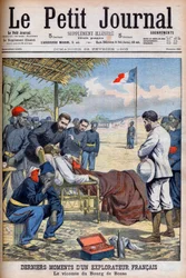 Últimos momentos de um explorador francês Visconde Pierre Marie Robert Du Bourg de Bozas (1871-1903) no Bourg de Boza na África tropical "Le Petit Journal" 22 de fevereiro