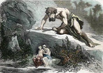 "Le Cyclops Polypheme surprising Galatee et Acis" (gravura) 1864