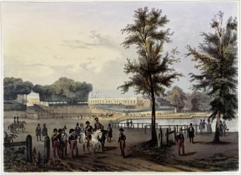 Le Grand Trianon à Versailles - em "Promenade dans Paris et ses environs", projetado por Jacottet e Benoist, c. 1840