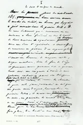 &39;A Noite do Dia de Março&39;, fac-símile de uma página do manuscrito &39;Os Miseráveis&39; de Victor Hugo (1802-85) (caneta e tinta no papel)