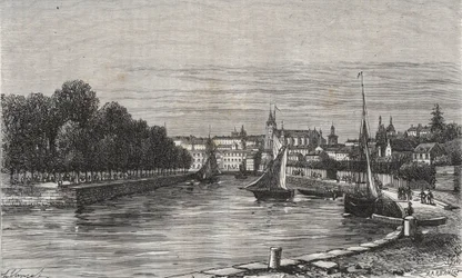 Le port de Vannes (Morbihan, França)// O porto de Vannes (Morbihan, França) - gravura em "La France illustree: geographie, histoire, administration statistique" de V.-A. Malt-Brown. 1884