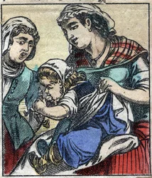 Lemuel Gulliver no Payx des Gants de Brobdingnag. Ilustração para "Gulliver