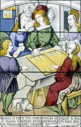 O filho pródigo: O jogo do Tic-trac na Idade Média em "Histoire de la peinture sur verre" de Ferdinand de Lasteyrie, ed. Paris 1853