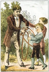 Leon e Lucien aprenderam bem a ler e se tornaram pequenos cientistas - seus pais para recompensá-los compraram arcos bonitos - em "Alphabet des petits savants", no final do século XIX (cromolitografia)