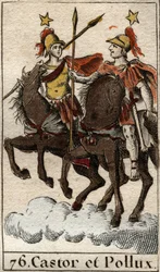 The Dioscuri Castor and Pollux (Dioskouroi) From "Mythologie de la jeunesse" de Pierre Blanchard 1803.