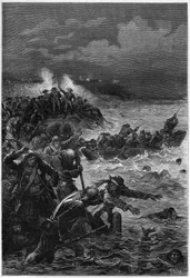 Les vendeens vaincus à Quiberon de Louis Lazare Hoche (1768-1797), general francês da Revolução