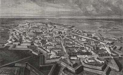Cidade de Lille no norte da França - gravura em "La France illustree: geographie, histoire, administration statistique" de V.A. Malt-Brown. 1884