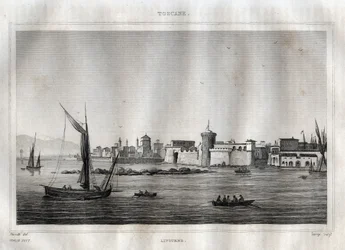 Livorno - Livorno - Toscana - Gravura de "Picturesque Italy" de M. de Norvins, Ch. Nodier 1834-1836.