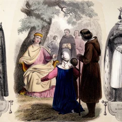 Louis IX, dit Saint Louis (1214-1270) fazendo justiça sob um carvalho.