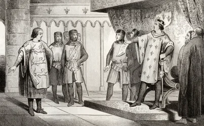 Luís VIII (1187-1226), o Leão recebe um enviado de seu inimigo Henrique III (1207-72) da Inglaterra, de &39;Histoire de France&39; de Colart, publicado em 1840