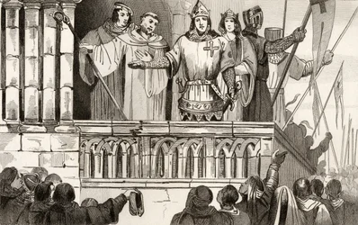 Luís VII (1120-80), o jovem, apóia a Segunda Cruzada em 1144, de &39;Histoire de France&39; de Colart, publicado em 1840