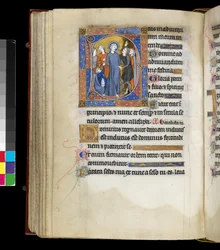 MS 300 f.191v, Escarnecendo de Cristo com Jesus, rodeado de algozes, incluindo dois homens com bonés judeus, do Saltério e Horas de Isabel de França, Paris, c.1265-70 (caneta e tinta e têmpera em pergaminho)