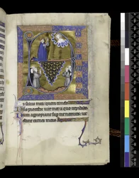 MS 300 f.26r, David reza a Deus, fólio do Saltério e Horas de Isabel de França, Paris, c.1265-70 (caneta e tinta e têmpera em pergaminho)
