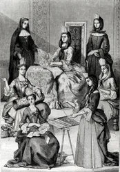 Madame de Maintenon com suas damas na espera