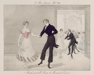 Mademoiselle Busc e Monsieur Corset, placa 111 do Good Gender, c.1810 (gravura colorida)