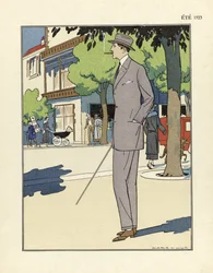 Fato de homem, de Marc-Luc, pub. 1923 (gravura em pochoir)