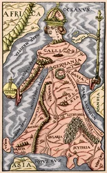Mapa da Europa, ilustração da loja de Pittoresque, 1849
