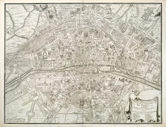 Mapa de Paris, de LAtlas de Paris por Jean de la Caille, 1714