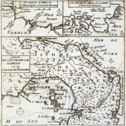 Mapa do Istmo de Darien e do Golfo do Panamá em "Nova Viagem à Volta do Mundo" de Guillaume Dampier (William Dampier)