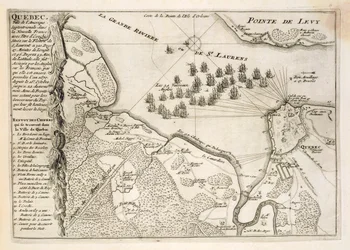 Mapa do Cerco de Quebec pela Frota Britânica, 1670