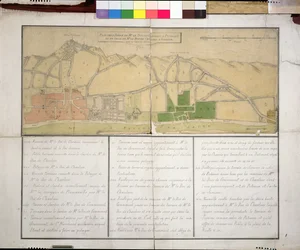 Mapa mostrando o Chateau de Puteaux, 1722 (wc no papel)