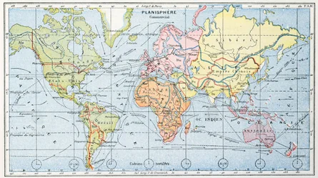 Mapa das principais rotas marítimas do comércio mundial, 1912